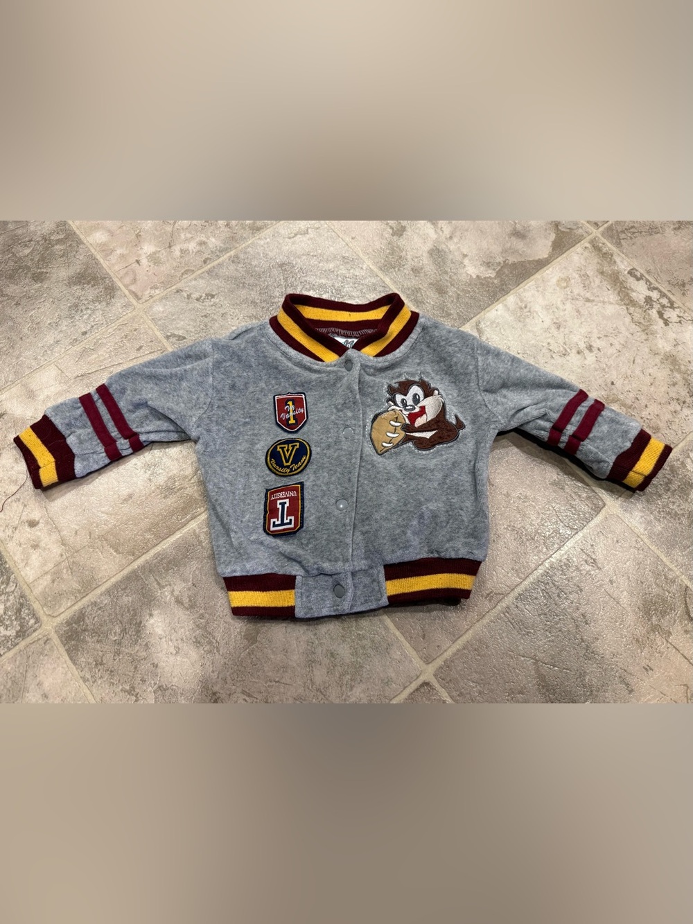 Vintage Y2K Baby Looney Tunes Taz Football Varsity Fleece Jacket